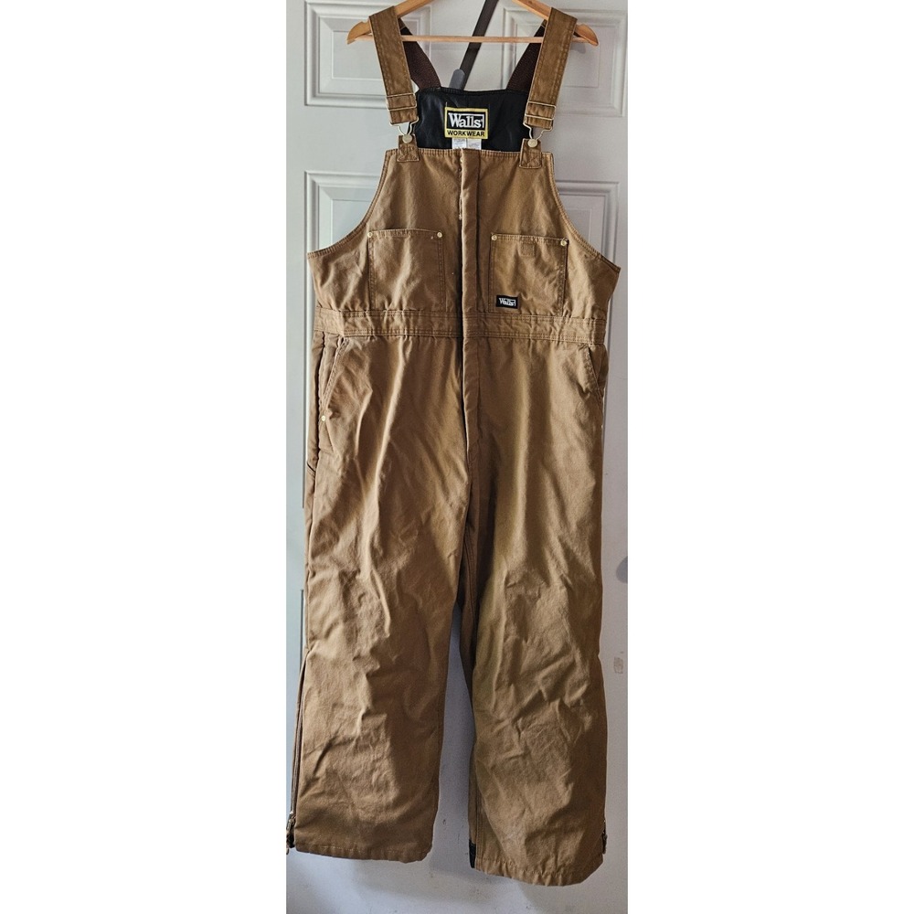 Walls Workwear Insulated Brown Duck Canvas Bib Overalls XL 42-44 Workwear